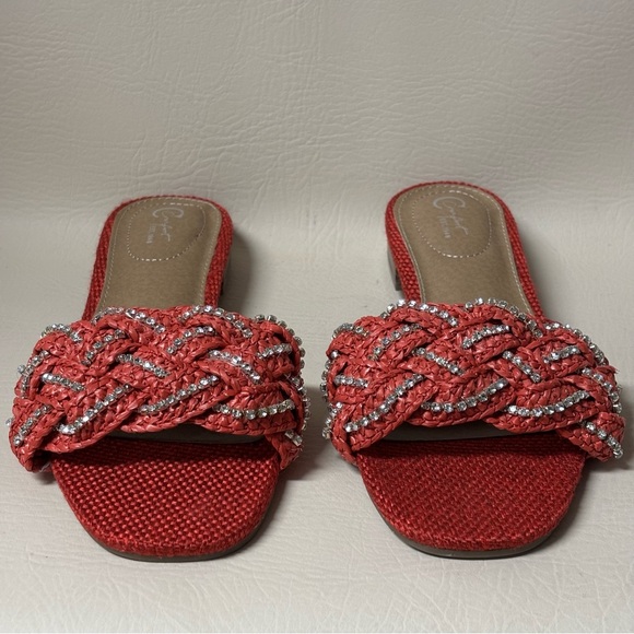 Woman's Comfort EST. 1946 Raffia Bling Braid Band Sandals Sz 10 New - Picture 2 of 7